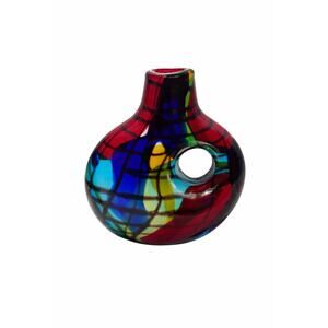 Hand Blown Art Glass Vase Sculptural Multicolor Studio Glass Decor 10" Approx.